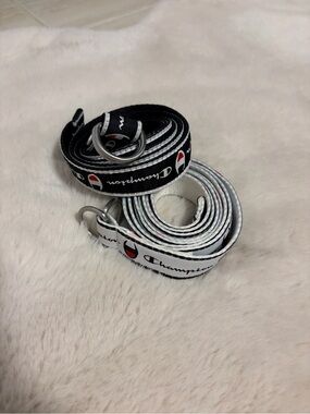 Two Champion Dual-Color Logo Webbing Belts